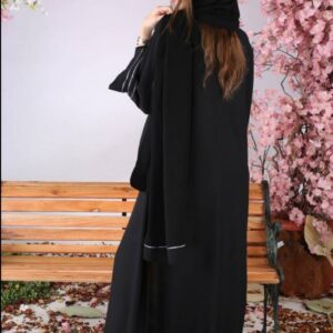 NAW22 Nawaem Abaya Set white stripe