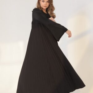 Bedoon Essm Pleated Open abaya