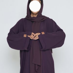 Bedoon Essm Godet Salona Abaya set Plum