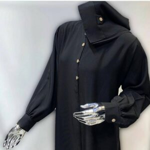 Salona Abaya set Black Cuff with gold buttons 62