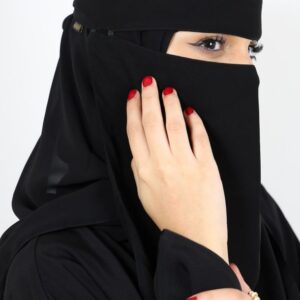 Sharqiaa Niqab with charms double elastic single layer 38cm
