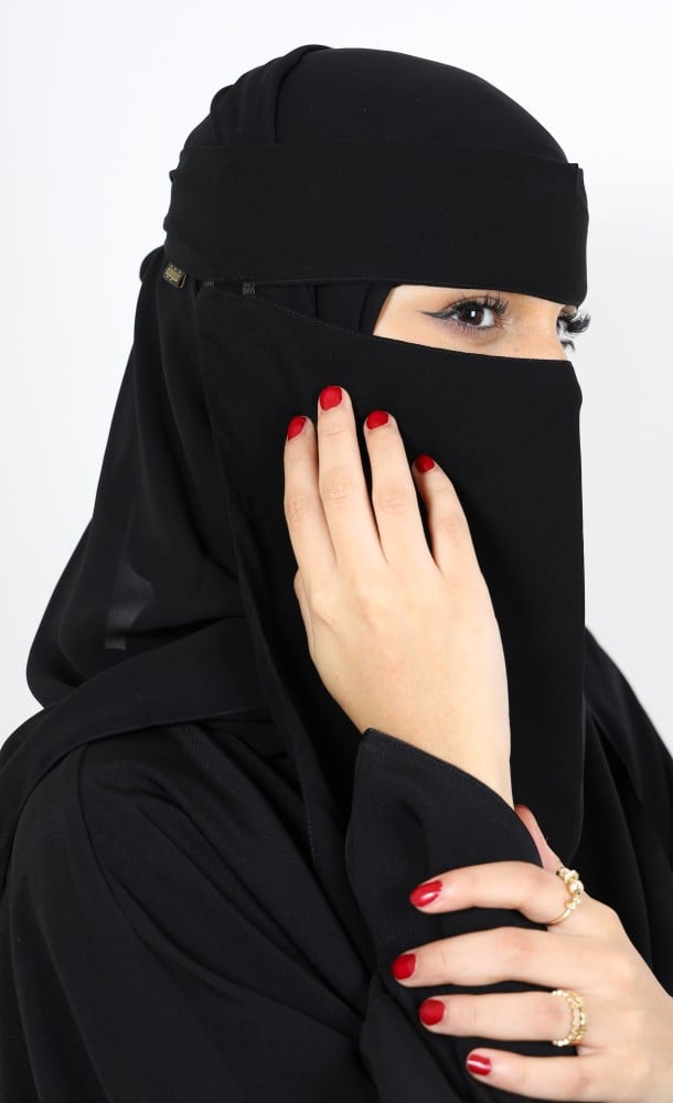 Sharqiaa Niqab with charms double elastic single layer 38cm