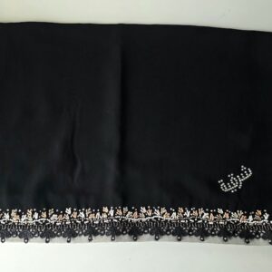 Sharqiaa Scarf Embroidery/Lace Border Gold Shimmer