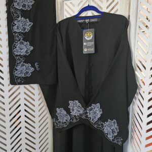 Sharqiaa Abaya Set Pastel Blue Lace