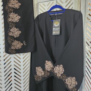 Sharqiaa Abaya Set Brown Bronze Lace