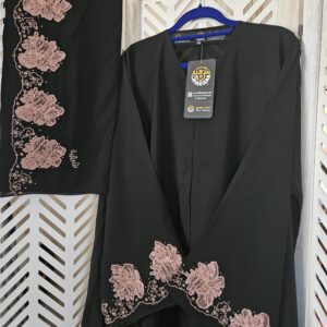 Sharqiaa Abaya Set Dusty Pink Lace