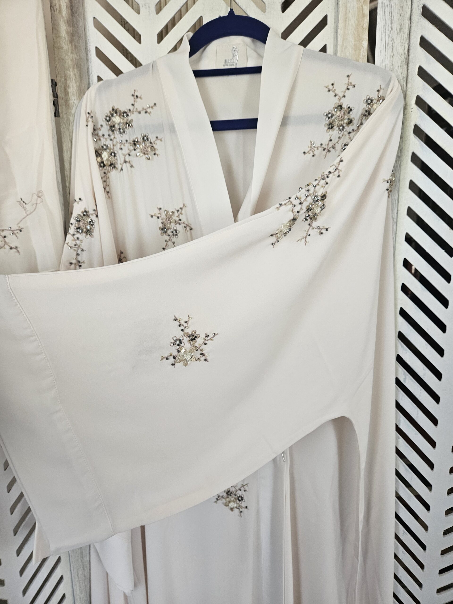 Al Shal Cream Wrap Abaya Embellished Details