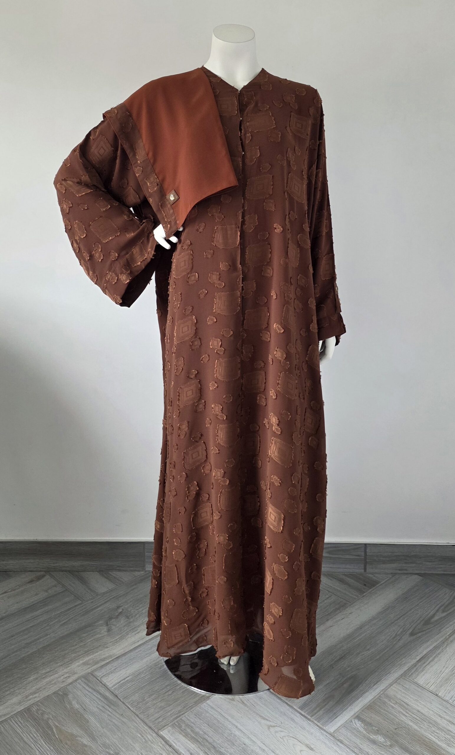 Sharqiaa Self Printed Set Burnt Orange