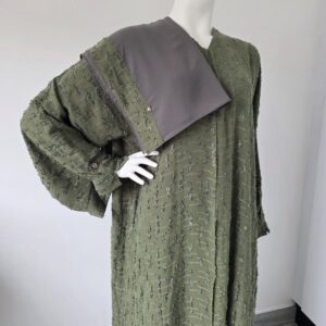 Sharqiaa Self Printed Set Olive Green