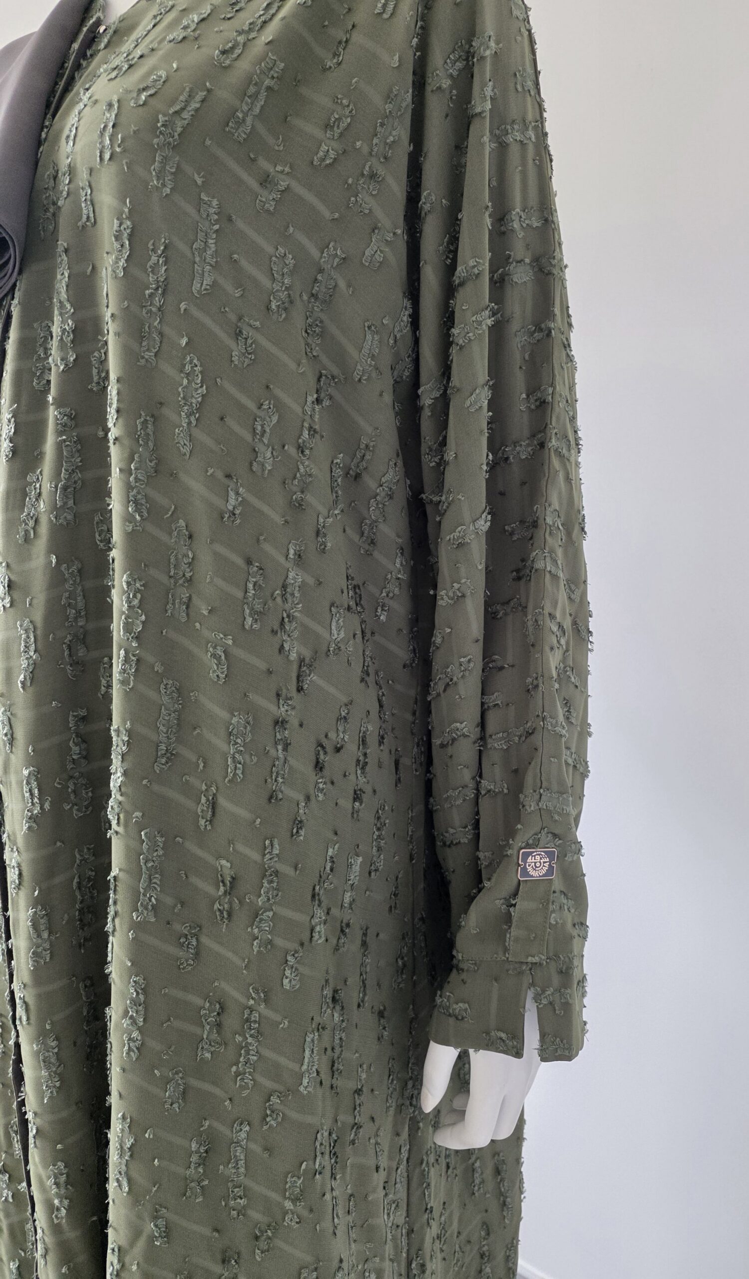 Sharqiaa Self Printed Set Olive Green - Image 5