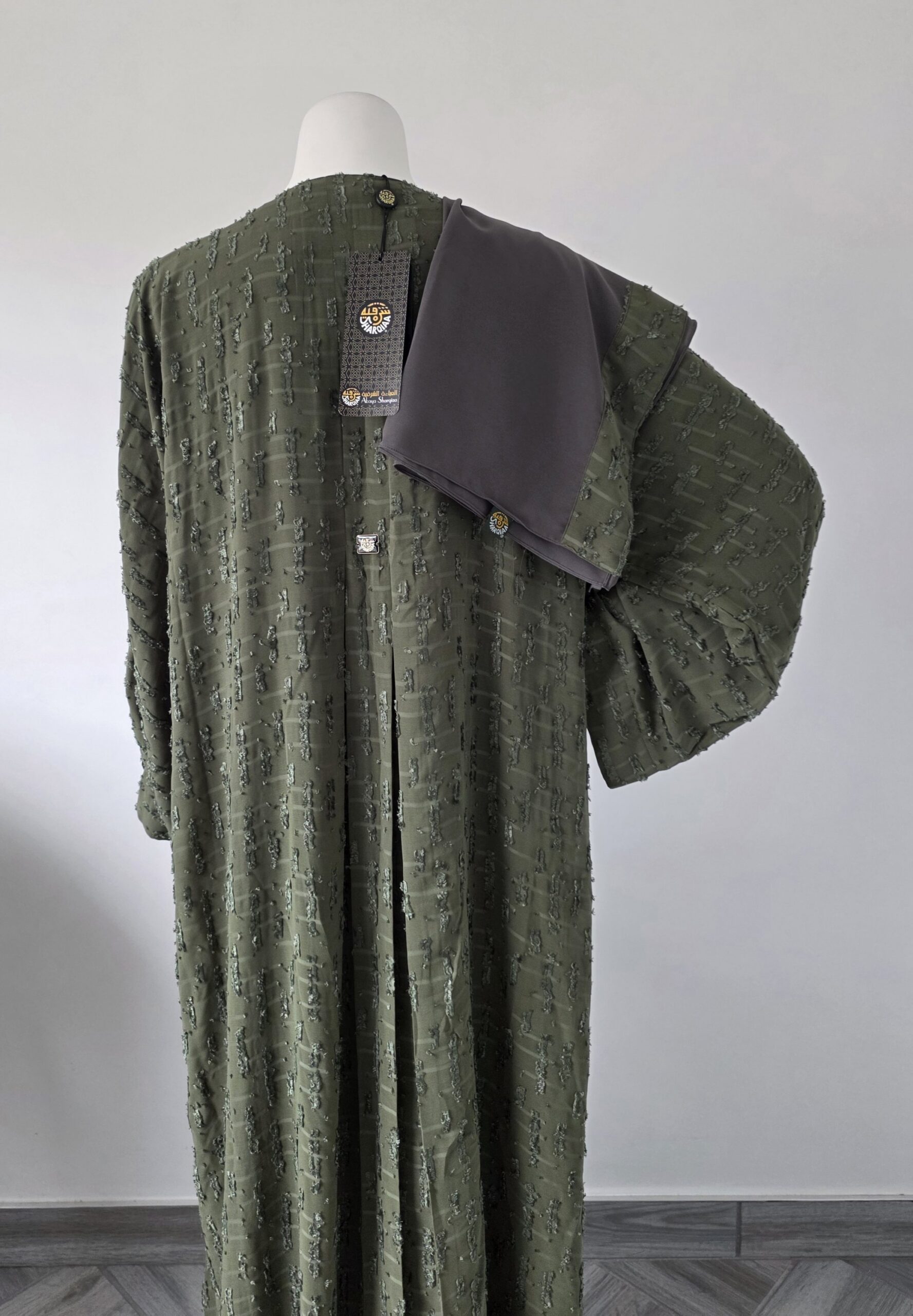 Sharqiaa Self Printed Set Olive Green - Image 6