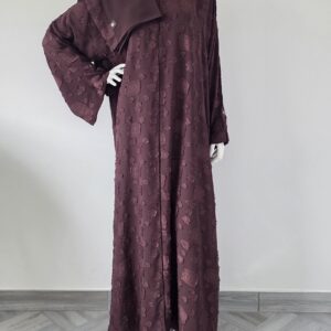 Sharqiaa Self Printed Abaya set Bordeaux