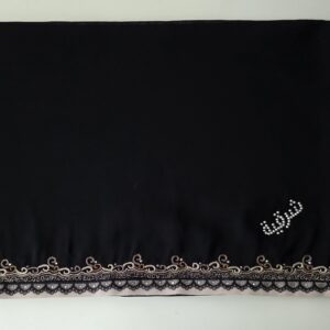 Sharqiaa Embroidery Lace Border Scarf - Biscotti