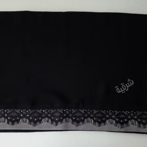 Sharqiaa Lace Border Scarf - Grey